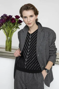 Black And White Striped Mohair Diag Sweater<agnès b. Sale
