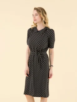 Black Andréa Printed Jersey Dress<agnès b. Shop