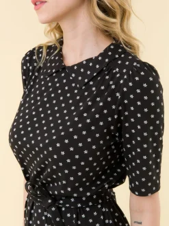 Black Andréa Printed Jersey Dress<agnès b. Shop
