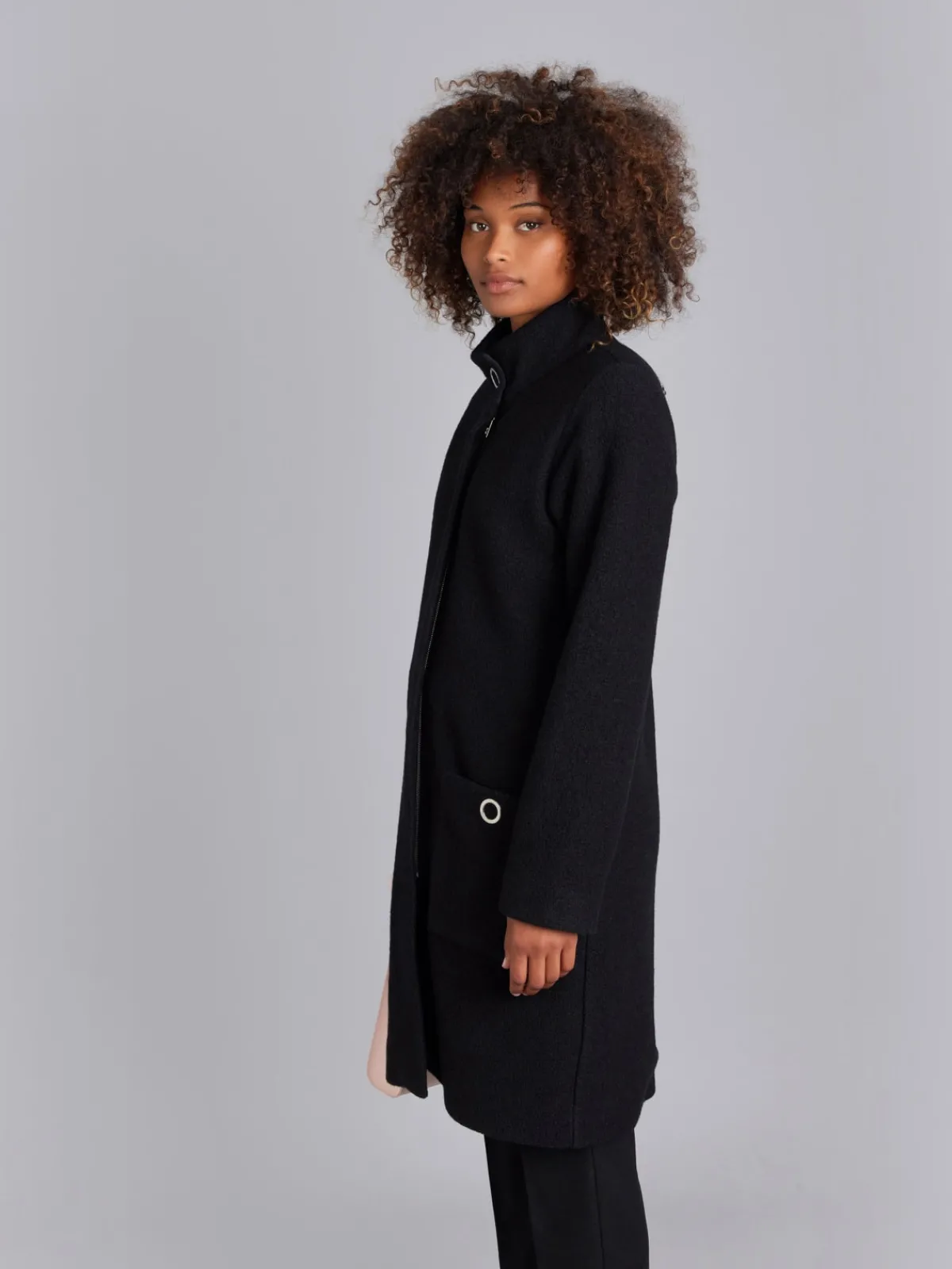Black Boiled Wool Manaus Coat<agnès b. Cheap