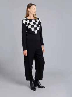 Black Cashmere Checkerboard Print Sweater<agnès b. Shop