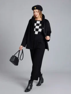 Black Cashmere Checkerboard Print Sweater<agnès b. Shop