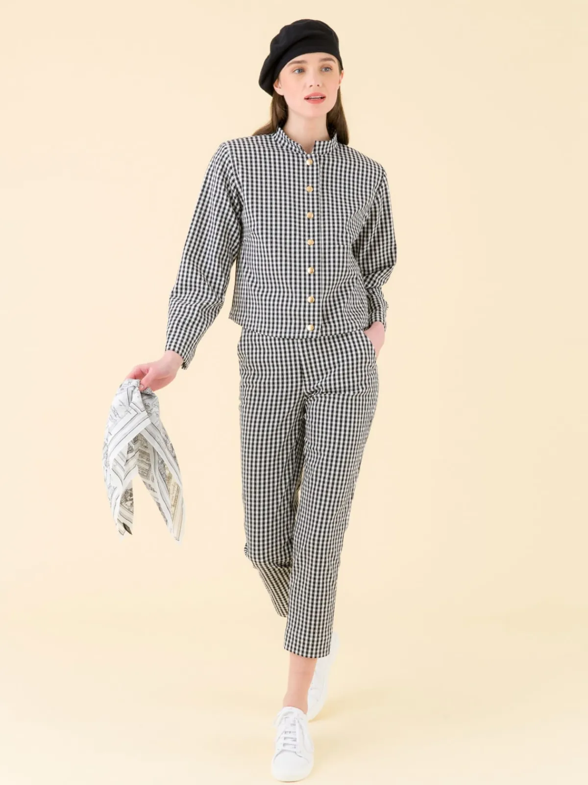 Black Check Print Shirt Jacket<agnès b. Cheap