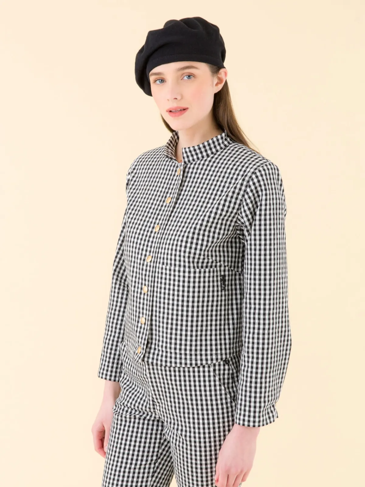 Black Check Print Shirt Jacket<agnès b. Cheap