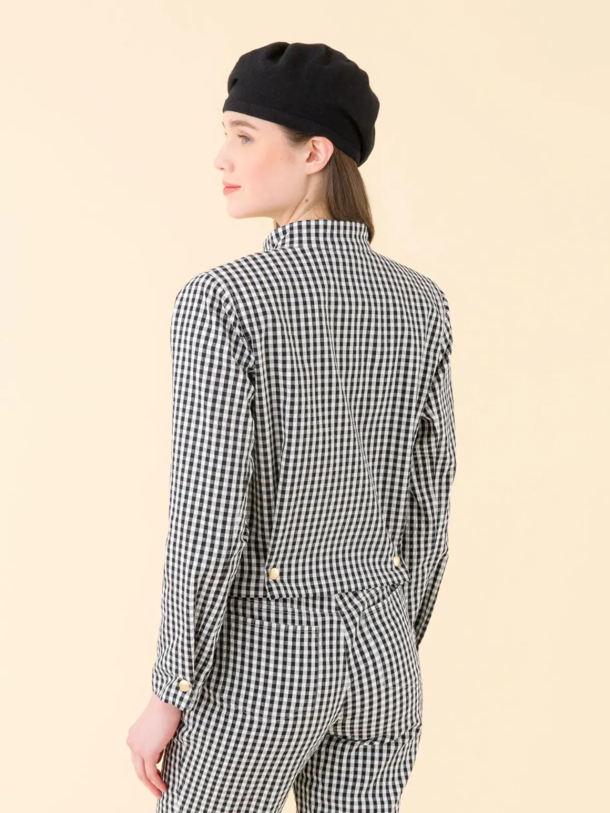 Black Check Print Shirt Jacket<agnès b. Cheap