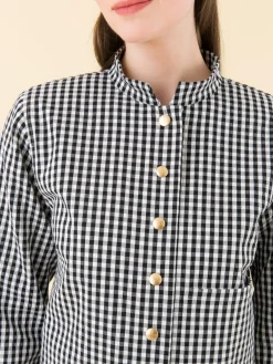 Black Check Print Shirt Jacket<agnès b. Cheap