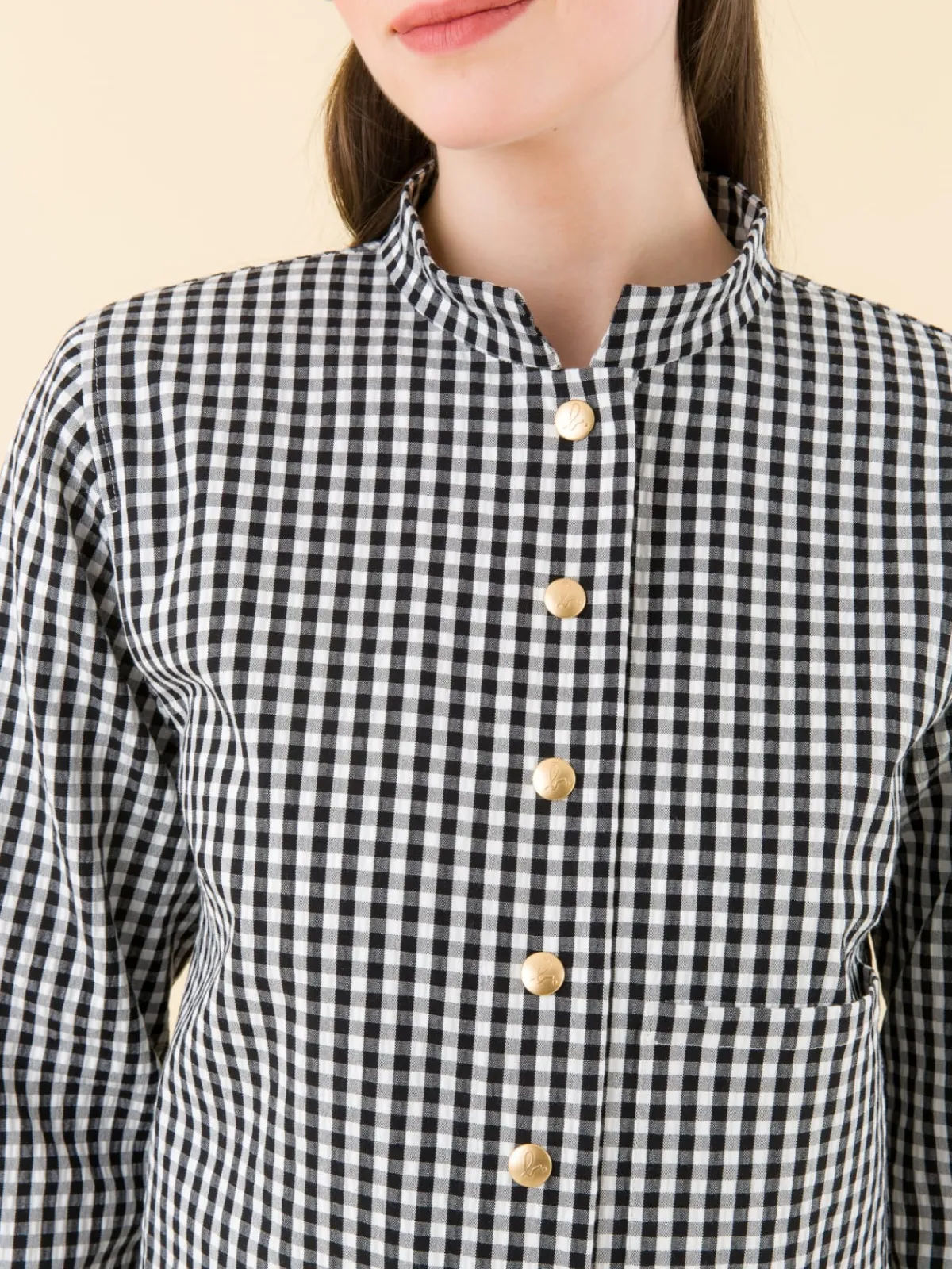 Black Check Print Shirt Jacket<agnès b. Cheap