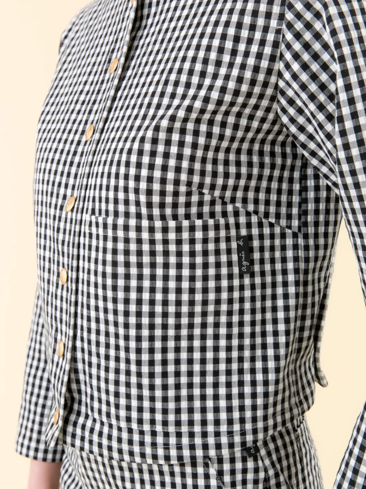 Black Check Print Shirt Jacket<agnès b. Cheap