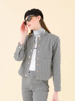 Black Check Print Shirt Jacket<agnès b. Cheap