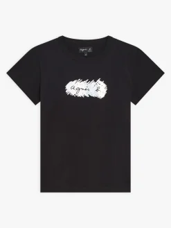Black Cotton Brando "" Logo T-shirt<agnès b. Flash Sale