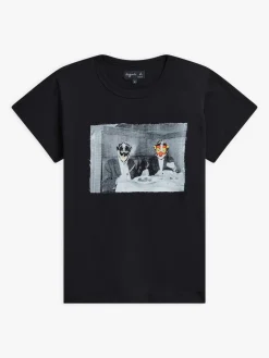 Black Cotton Brando T-shirt With Artist Jim Jarmusch<agnès b. New
