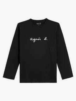 Black Cotton Cool "" Logo T-shirt<agnès b. Sale