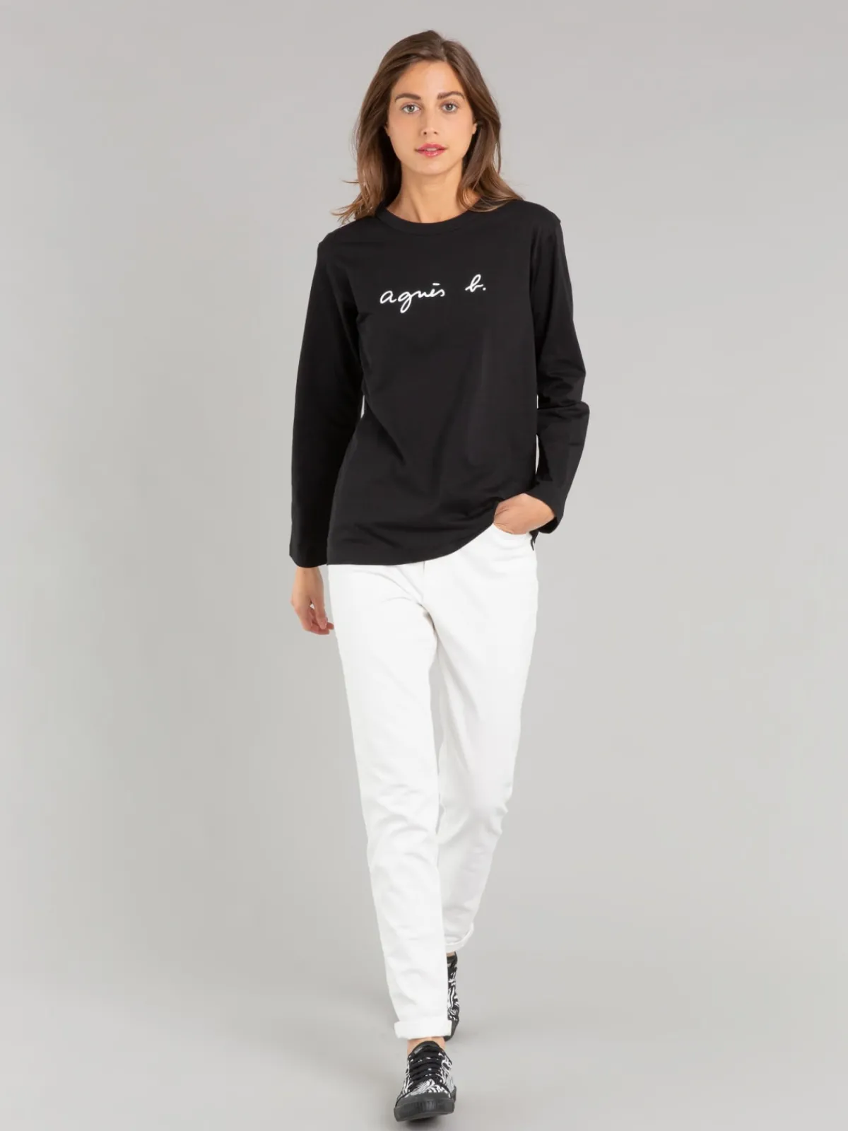 Black Cotton Cool "" Logo T-shirt<agnès b. Sale