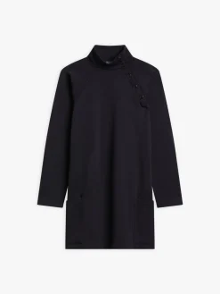 Black Cotton Fleece Diagonal Sweatshirt Dress<agnès b. Shop