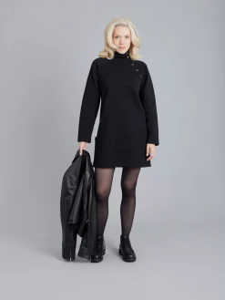 Black Cotton Fleece Diagonal Sweatshirt Dress<agnès b. Shop