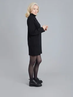 Black Cotton Fleece Diagonal Sweatshirt Dress<agnès b. Shop