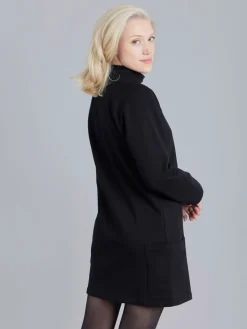 Black Cotton Fleece Diagonal Sweatshirt Dress<agnès b. Shop