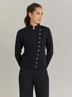 Black Cotton Fleece Fifre Snap Jacket<agnès b. Online
