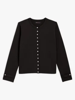 Black Cotton Fleece Rosana Snap Cardigan<agnès b. Fashion