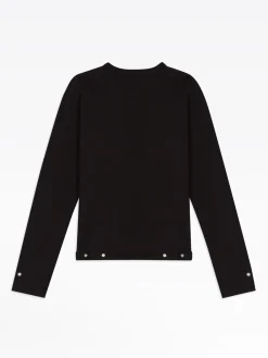 Black Cotton Fleece Rosana Snap Cardigan<agnès b. Fashion