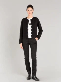 Black Cotton Fleece Rosana Snap Cardigan<agnès b. Fashion