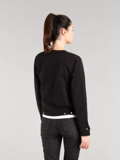 Black Cotton Fleece Rosana Snap Cardigan<agnès b. Fashion