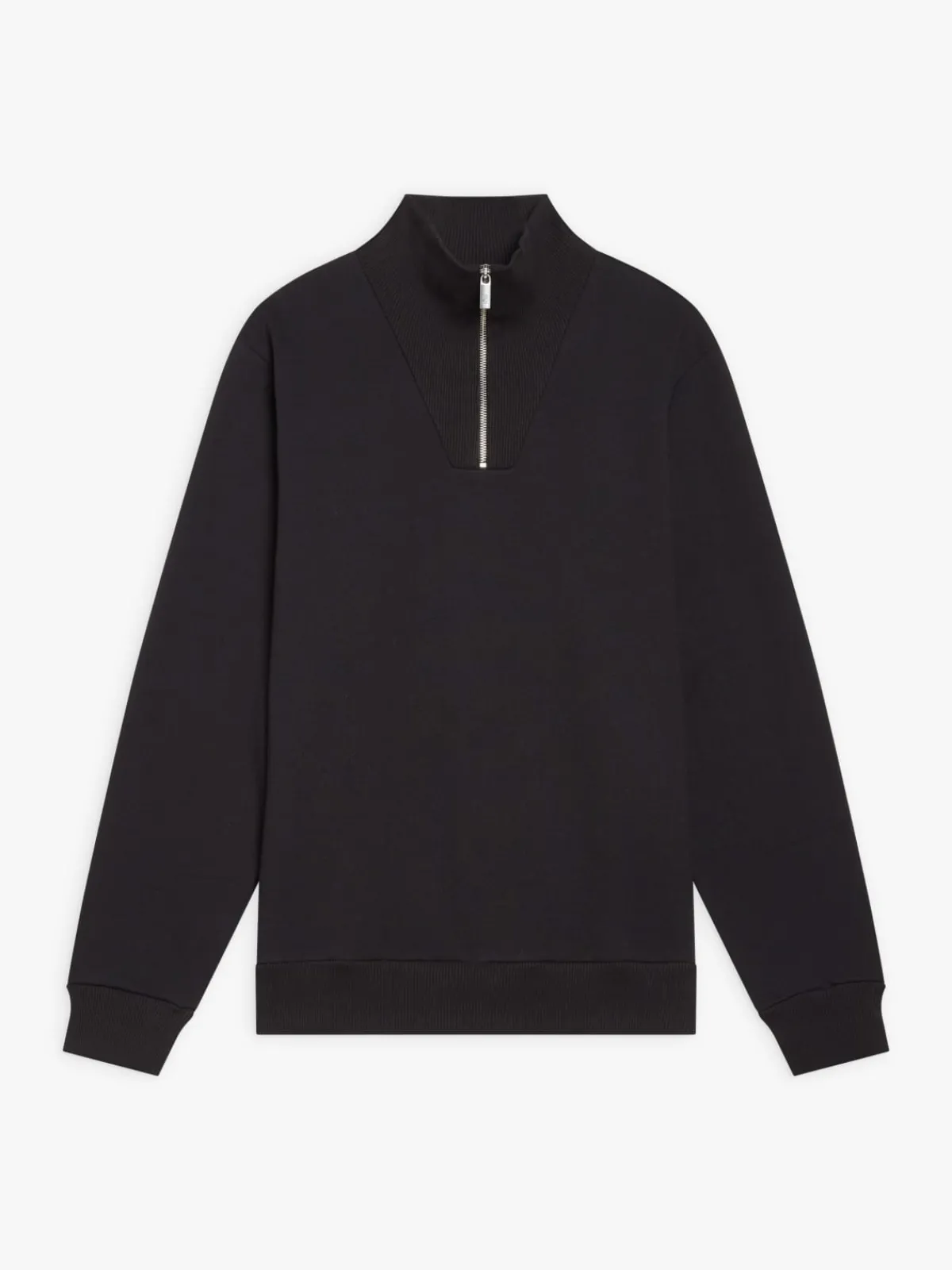 Black Cotton Fleece Zip Sweatshirt<agnès b. Hot