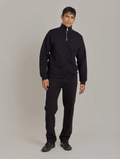 Black Cotton Fleece Zip Sweatshirt<agnès b. Hot