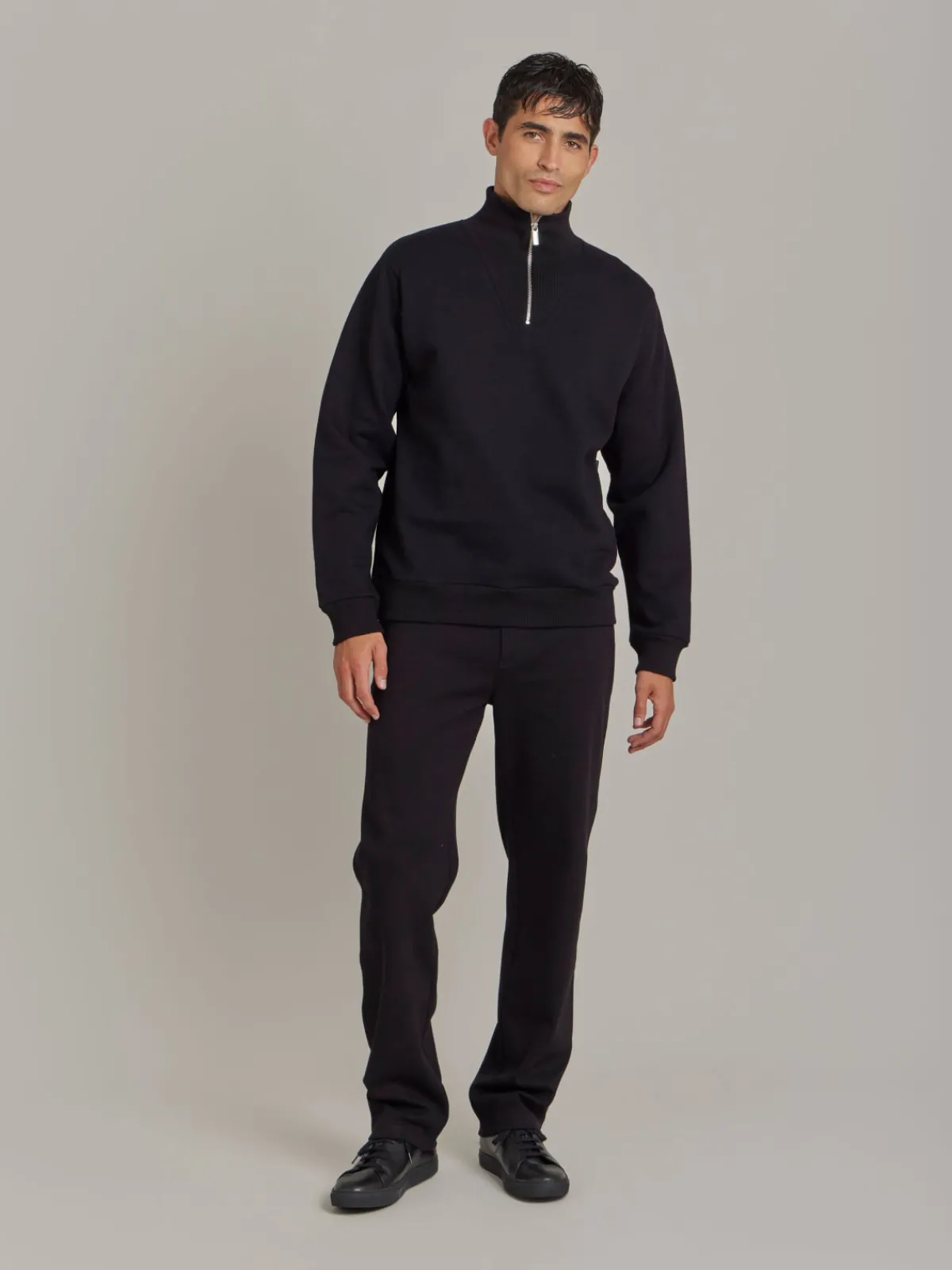 Black Cotton Fleece Zip Sweatshirt<agnès b. Hot
