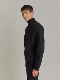 Black Cotton Fleece Zip Sweatshirt<agnès b. Hot