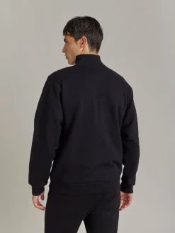 Black Cotton Fleece Zip Sweatshirt<agnès b. Hot