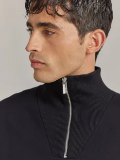 Black Cotton Fleece Zip Sweatshirt<agnès b. Hot