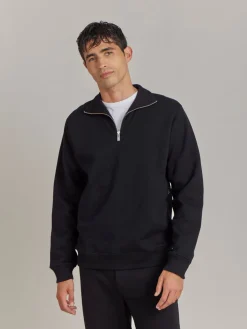 Black Cotton Fleece Zip Sweatshirt<agnès b. Hot