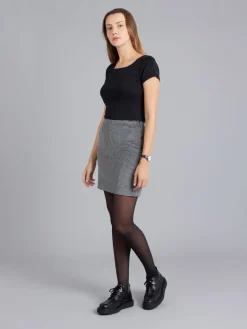 Black Cotton Gingham Erin Skirt<agnès b. Fashion