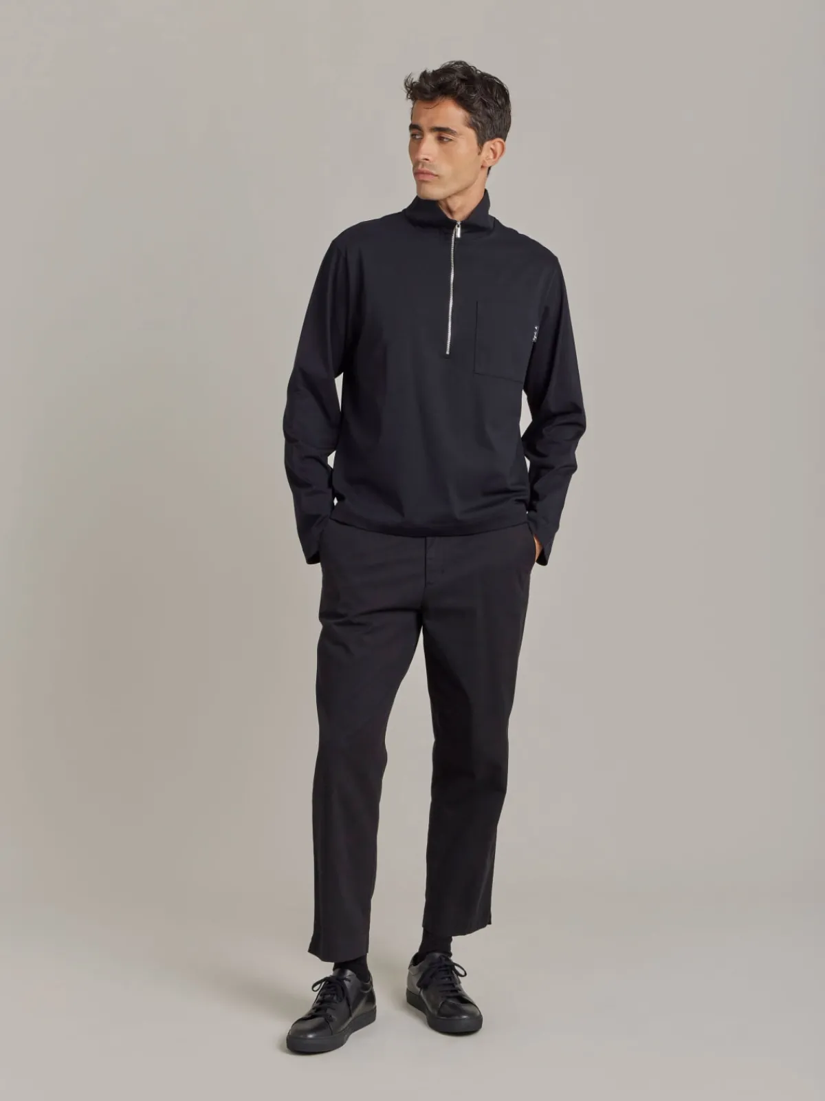 Black Cotton Jersey Kent Polo Shirt<agnès b. Outlet
