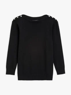 Black Cotton Knit Badiane 3/4 Sleeves T-shirt<agnès b. Outlet