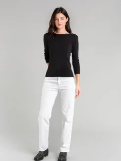 Black Cotton Knit Badiane 3/4 Sleeves T-shirt<agnès b. Outlet