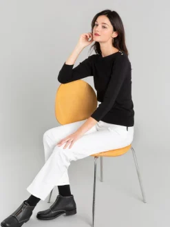 Black Cotton Knit Badiane 3/4 Sleeves T-shirt<agnès b. Outlet