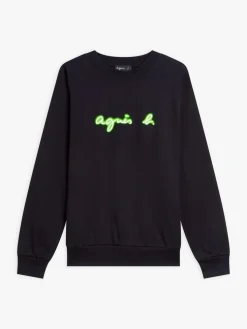 Black Cotton Neon "" Logo Sweatshirt<agnès b. Best