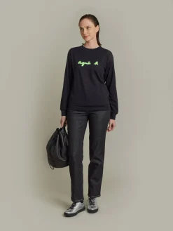 Black Cotton Neon "" Logo Sweatshirt<agnès b. Best