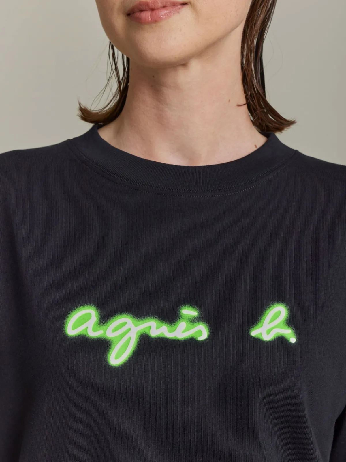 Black Cotton Neon "" Logo Sweatshirt<agnès b. Best