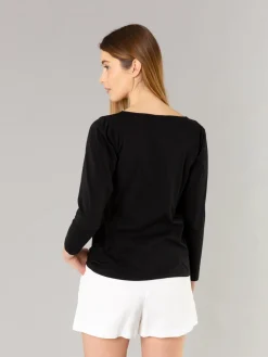 Black Cotton New Bow T-shirt<agnès b. Online