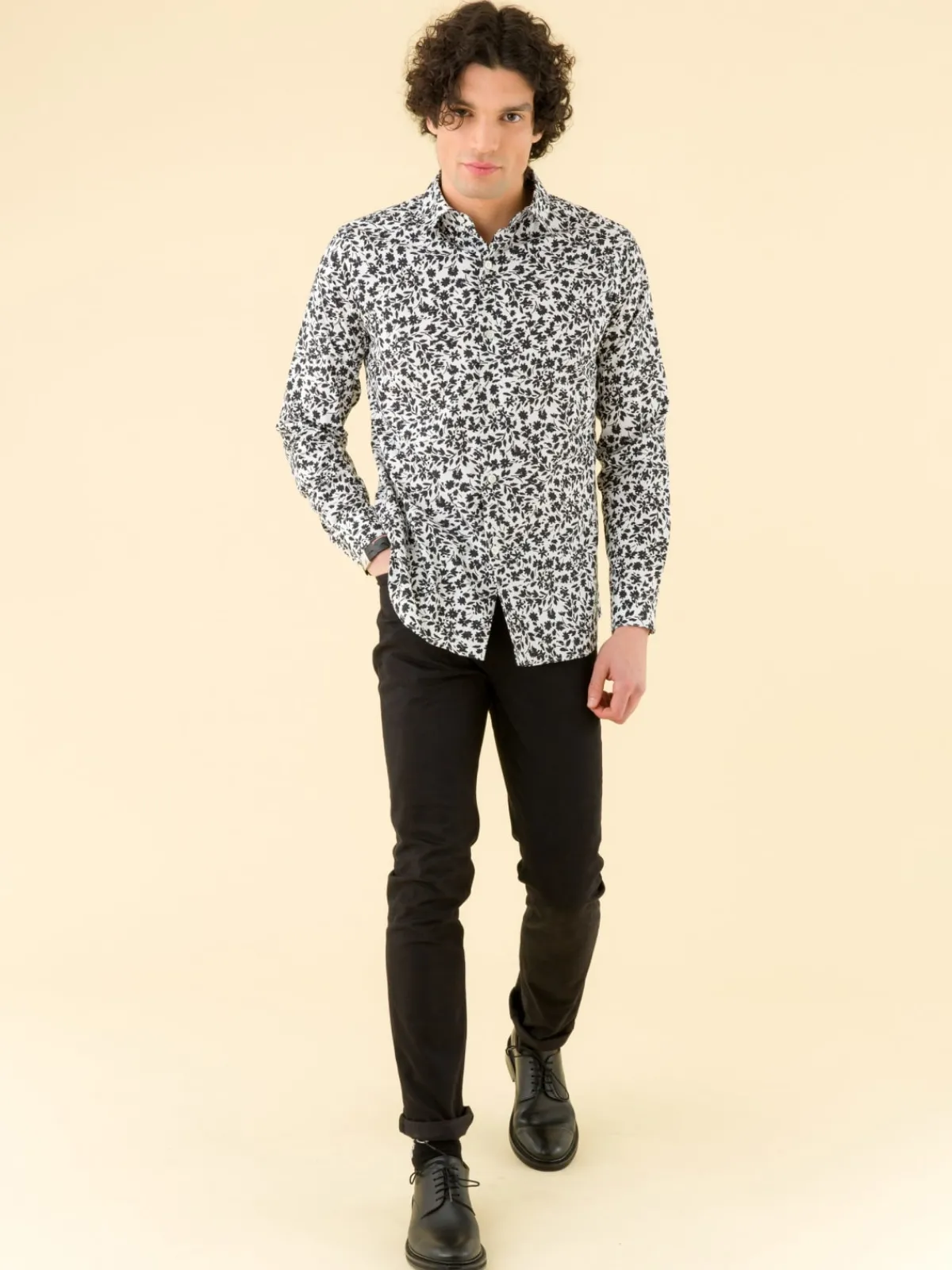 Black Cotton Print Andy Shirt<agnès b. Online