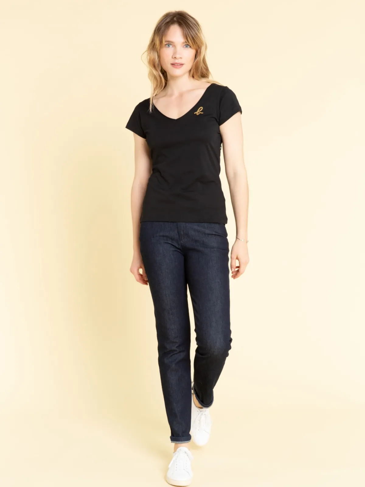 Black Cotton Short-sleeve Harpe T-shirt<agnès b. Clearance