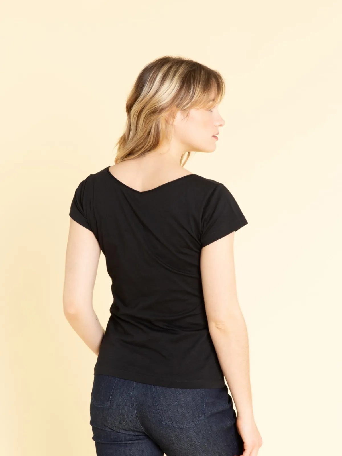 Black Cotton Short-sleeve Harpe T-shirt<agnès b. Clearance