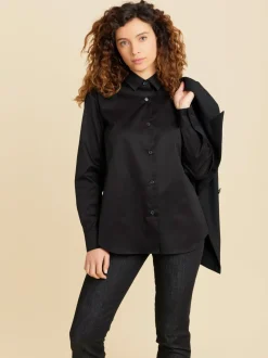 Black Cotton Twill Shirt<agnès b. New