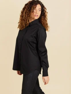 Black Cotton Twill Shirt<agnès b. New
