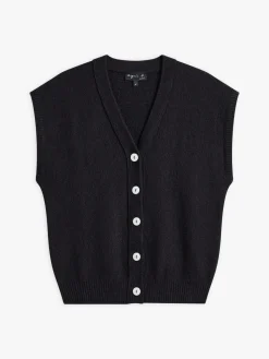 Black Cotton Vest Cardigan<agnès b. New