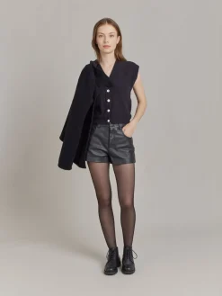 Black Cotton Vest Cardigan<agnès b. New
