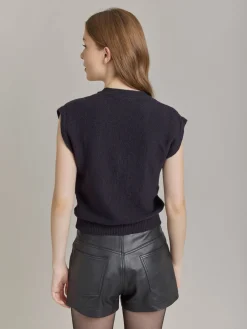 Black Cotton Vest Cardigan<agnès b. New